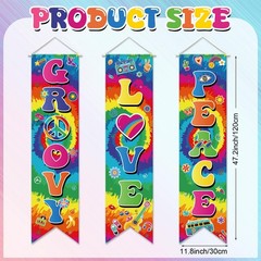 3 Pieces 60s Party Decorations Groovy Love Peace Banners Hippie Porch Signs 1…