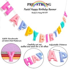 Pre-Strung Happy Banner – Felt Garland, Rainbow Party Decorations, HAPPY Garl…