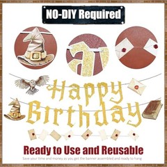 Magic Theme Happy Birthday Banner Wizard Vintage Letter Garlands Birthday