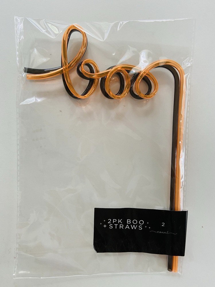 Target Bullseye Halloween 2023 «BOO» Straw 2Ct Orange And Black New In Package