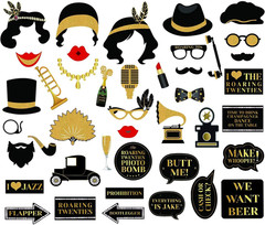 42Pcs 1920s Gatsby Photo Booth Props Roaring 20’s Party Photo Props,1920s Suppli