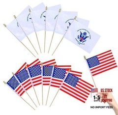 12Pack USA Coast Guard Flags Mini HandHeld Flag Small Military Flags on Wooden