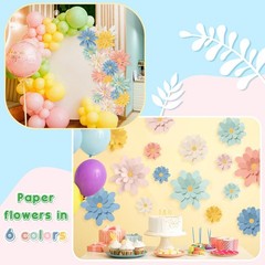 18 Pcs Bright Color Paper Flowers DIY Decorations for Wall Classroom Office &…