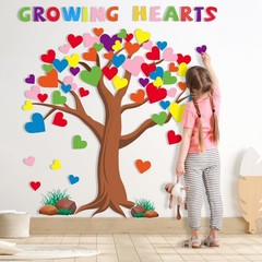 Tree Heart Bulletin Board Decorations, 101Pcs Colorful Growing Hearts Rocks T…