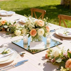 24 Pcs Square Mirror Plates for Centerpieces 8 Inch Acrylic Flat Trays Wall