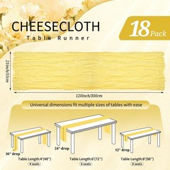 18 Pack Cheesecloth Table Runner 10FT Light Yellow Table Runner Boho Gauze Ch…