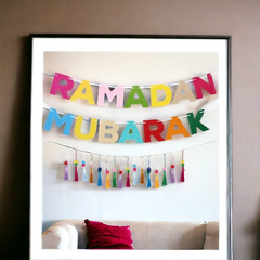 Eid Ramadan Mubarak Decorative Banner with Tassels Decorations Colourful Bunting