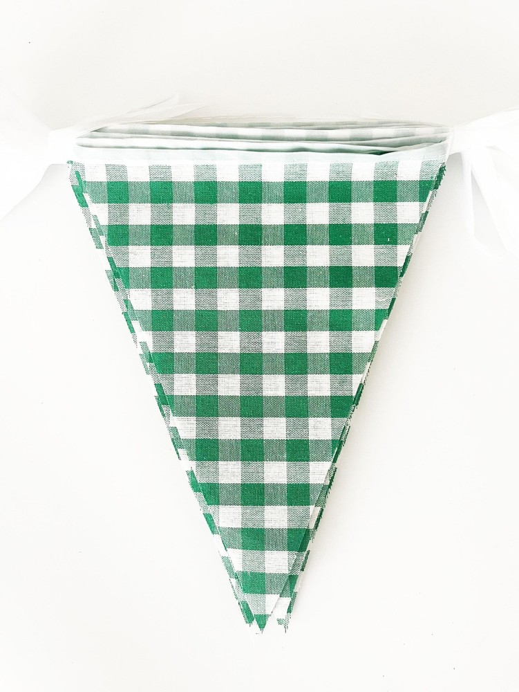 16 Meters 52ft Green White Checkered Banner Cotton Fabric Double Sided Gingha…