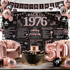 Rose Gold 50Th Birthday Decorations for Women – 37Pcs Happy 50Th Birthday Banner