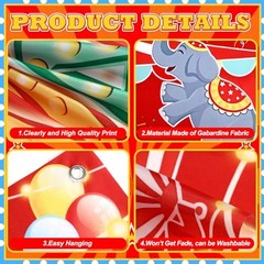 3 Pcs Banner 98 x 18 Inch Circus Party Decorations Outdoor Yard Sign Carnival