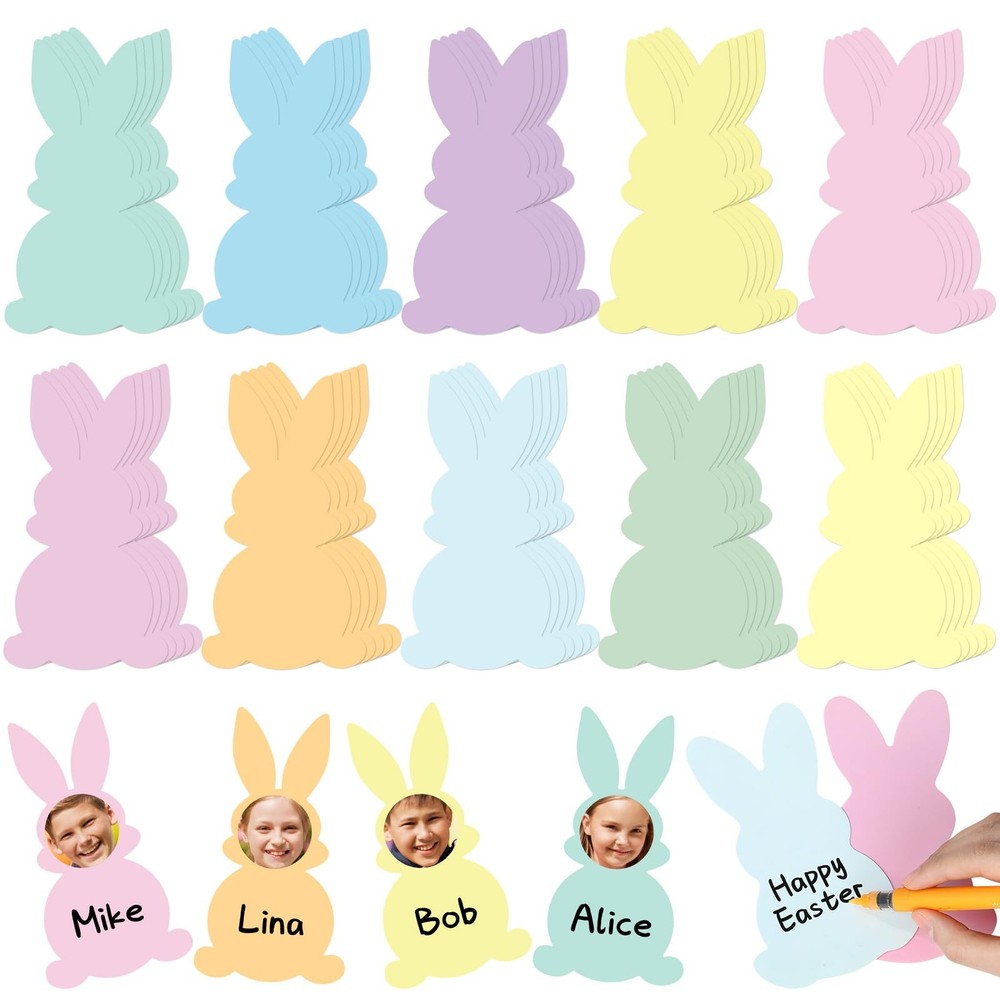 80 PCS Easter Bunny Cutouts Pastel Paper Bulletin Board Decor DIY Craft Kit