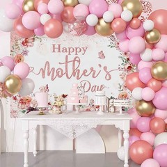 Happy Mother’s Day Banner Backdrop Mothers Day Photo Backdrop Pink Flowers Mothe