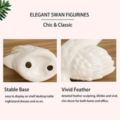 2PCS White Swan Figurines Cake Toppers, Elegant Ceramic Swan Couple Statues for