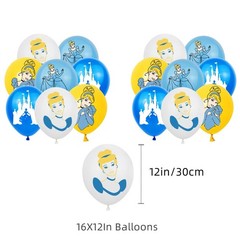 Cinderella Theme Birthday Party Supplies Set Balloon Banner Cake Toppers