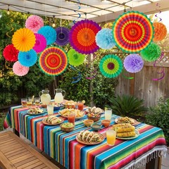 35PCS Fiesta Paper Fan Party Decorations Set – Style, Multicolored
