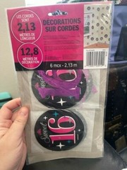Sweet 16 Decorations 6 Strings 7 Feet Long Stars and Circles New!!!