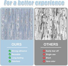 2 Pack 3.3 X 9.9 Ft Laser Silver Foil Fringe Curtains Party Decorations,Tinsel C