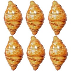 6 Pack Croissant Foil Balloons 29×18 Inch Bakery Party Decorations, Brunch