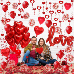 Love and Heart-Shaped Aluminum Foil Balloon,Heart-Shaped and round Latex Balloon