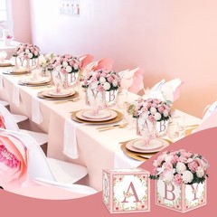 Pink Baby Shower Boxes Decorations 4 Baby Shower Centerpiece Boxes Gender Reveal