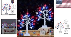 Festive 2 Pack 18 Inch Tabletop Tree Lights with 24 LEDs – Ideal for Parties