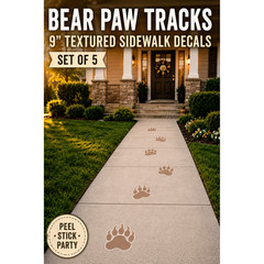 Bear Paw Sidewalk Decals 9″ Floor Stickers Party Tracks Set of 5 Outdoor Vinyl