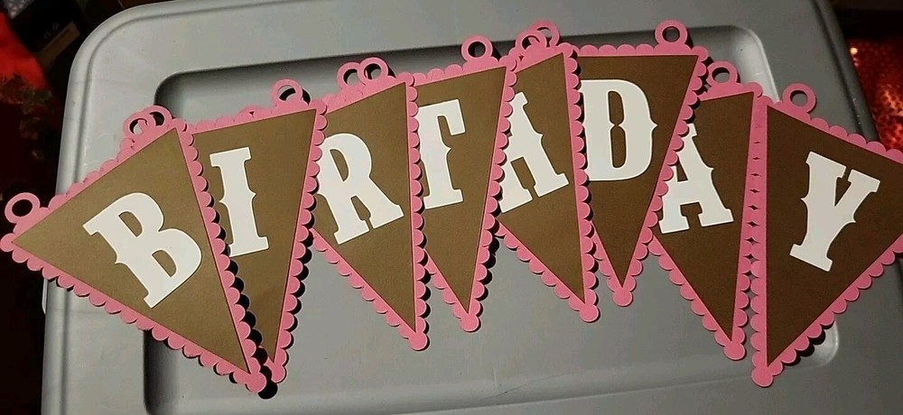 Die Cut Pink & Brown BIRTHDAY for Banner
