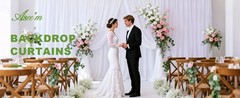 10x8FT White Backdrop Curtains for Parties, Polyester Photo Fabric Curtain
