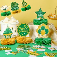 12 Pcs Green and Gold Decorations Table Decoration Happy Desktop Decoration H…
