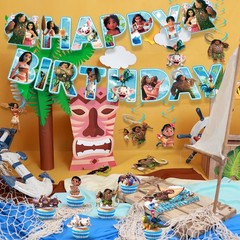 Moana Party Decorations Disney Princess Birthday Balloons Tablecloth Cake Topper