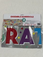 Amscan Happy Birthday Rainbow Banner Kit Set of 4 Colorful Party Decor New