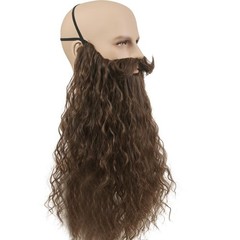 18 Inches Men’s Long Curly Brown Synthetic Pre – styled Realistic Fake Beard …