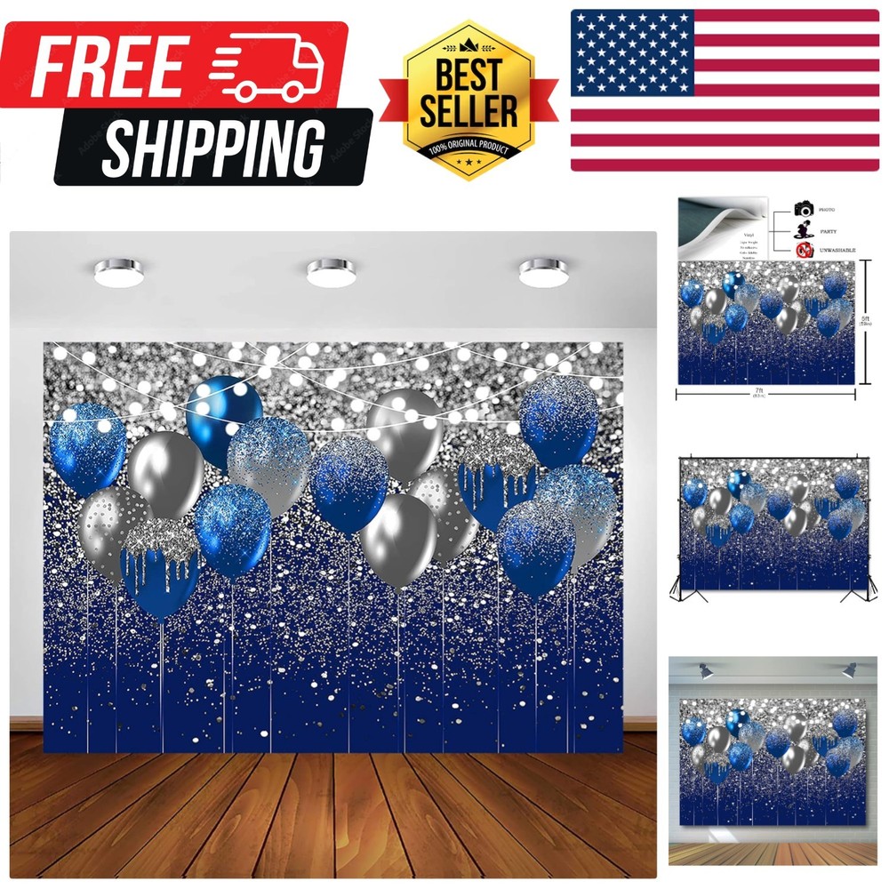 Royal Blue Glitter Backdrop for Birthday Wedding Prom Graduation Photography …