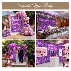 12 Pcs Mermaid Shimmer Wall Backdrop Panel Iridescent Sequin Party Purple 3×4 Ft
