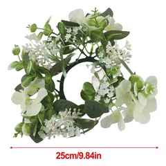Decorative Candle Ring with Hydrangea Design for Table Centerpieces