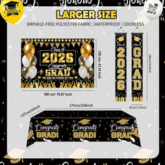 Graduation Decorations 2026 Set – Congrats Grad Banner, Class of 2026 Backdrop
