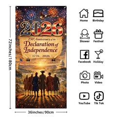 250th Anniversary American Flag Door Cover – 1776-2026 Vintage Decor