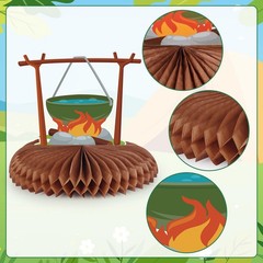 12PCS Camping Party Decoration Camping Honeycomb Centerpieces Camping Decorat…
