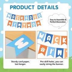 Puppy Themed 2nd Decorations Banner, Blue and Orange I’m Party Garland, Pre-S…