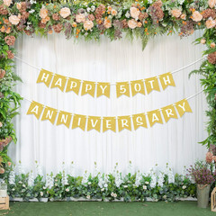Happy 50Th Anniversary Gold Glitter Banner Anniversary Wedding Party Decorations