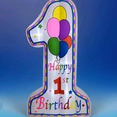 Fraser Hill Farm 8-Ft. First Birthday Inflatable Lights Outdoor. NIB