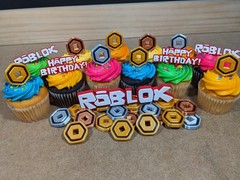 Retro Roblox Birthday Party Cupcake Donut or Pastry Toppers Roblox Retro Font