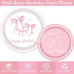 Pink Bow Birthday Party Supplies Serve 24, Coquette Birthday Decorations Incl…