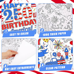 250Th Anniversary American Coloring Tablecloth 4Th of July Party Favors, America
