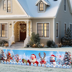 Merry Christmas Decorations Snowman Santa Reindeer Fence Banner Xmas Gift 78X17″