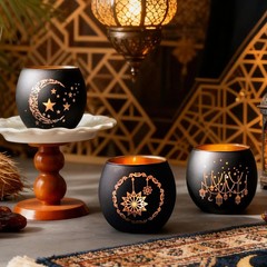 Ramadan Table Decor, Ramadan Mubarak Decoration, Glass Votive Tealight Candle Ho