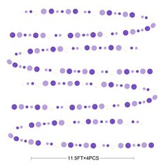46 Ft Purple and White Circle Dots Garland Lavender Hanging Paper Polka Dot S…