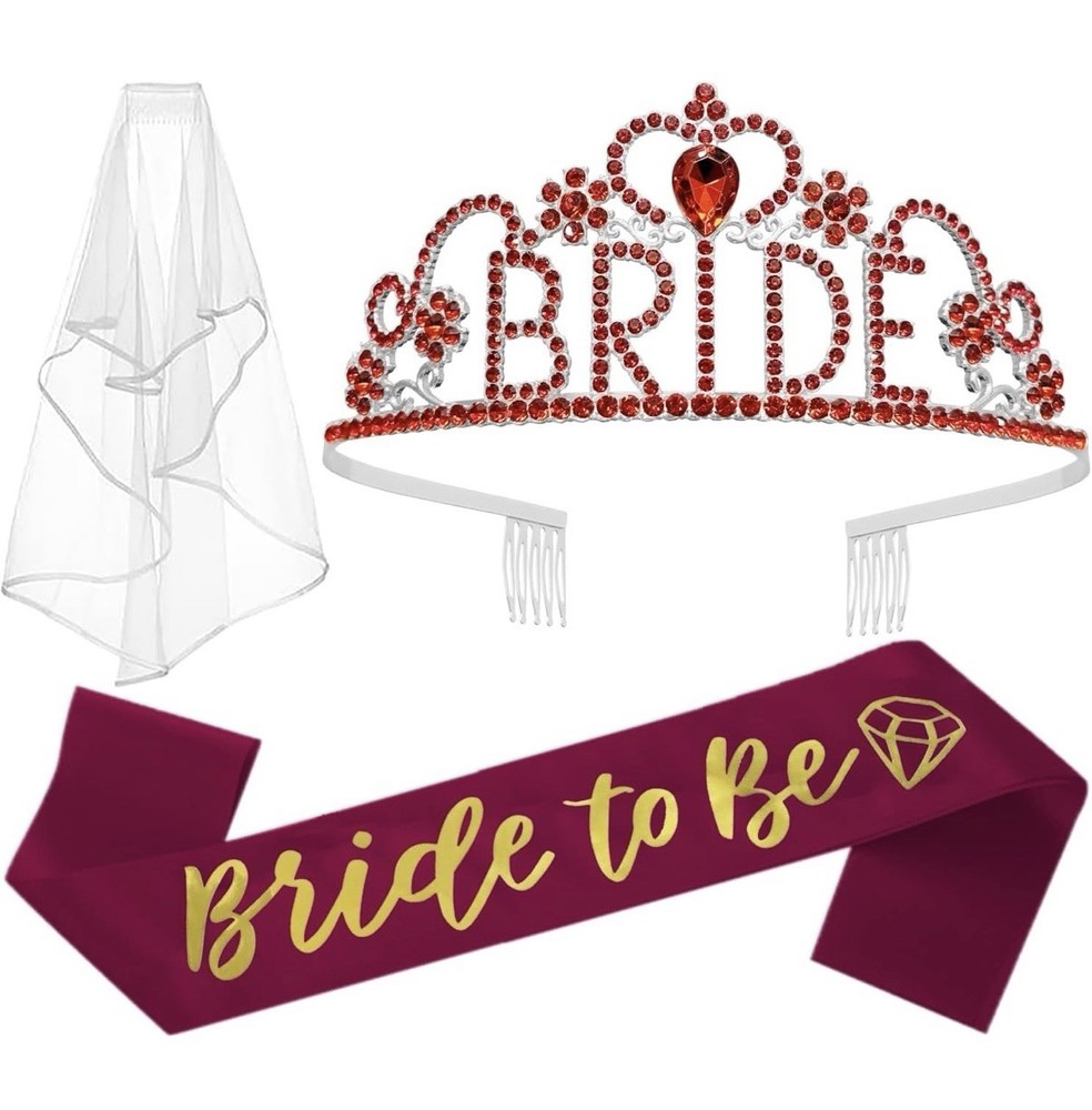JETKONG 3 Pcs Bachelorette Party Decorations Bridal Shower Crown, Bride to Be