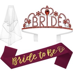 JETKONG 3 Pcs Bachelorette Party Decorations Bridal Shower Crown, Bride to Be