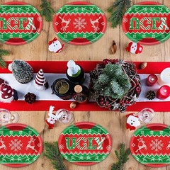 50 Piece Oval Ugly Sweater Christmas Dinner Disposable Paper Plate Platters